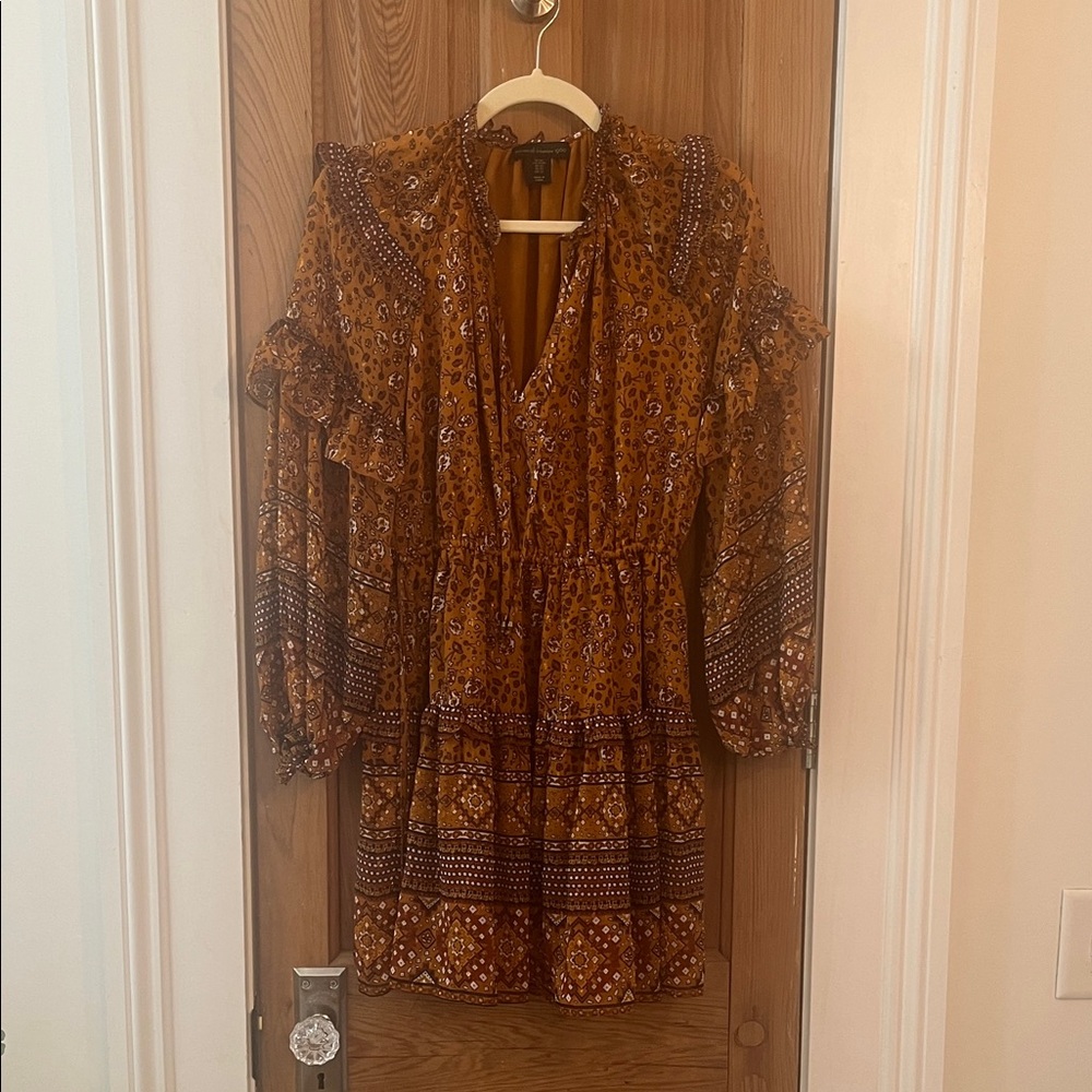 House of Harlow 1960 Brown Patterned Mini Dress
